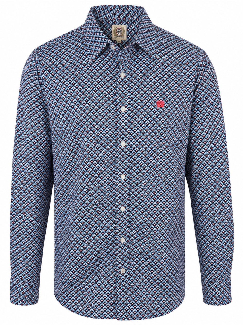 Cinch Men's Navy and Light Blue Geometric Button-Down Shirt